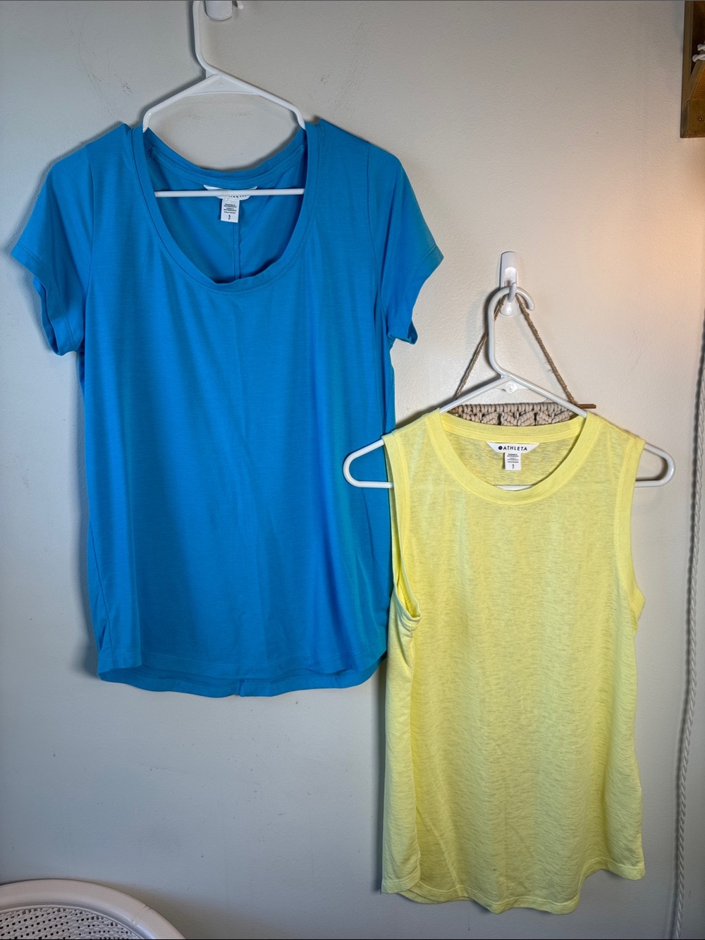 EUC (2) Athleta Bright Aqua Scoop-Neck Tank and Yellow Tank Top